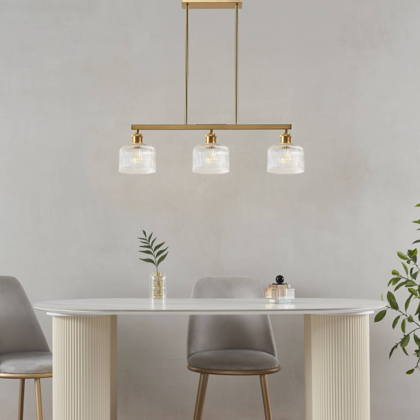 Lámpara colgante dorada vidrio transparente chic - Auréline