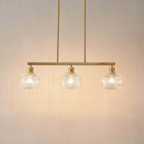 Lámpara colgante dorada chic tres luces - Auréline
