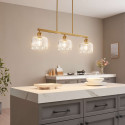 Lámpara colgante dorada triple luz transparente - Auréline