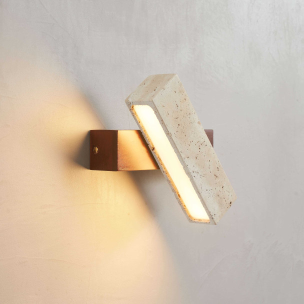 Iluminación mural travertino madera diseño moderno - Varelli
