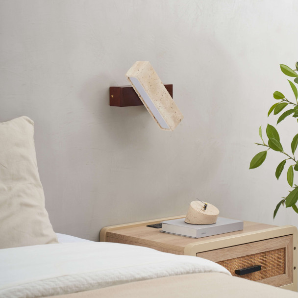 Aplique travertino madera orientable - Varelli