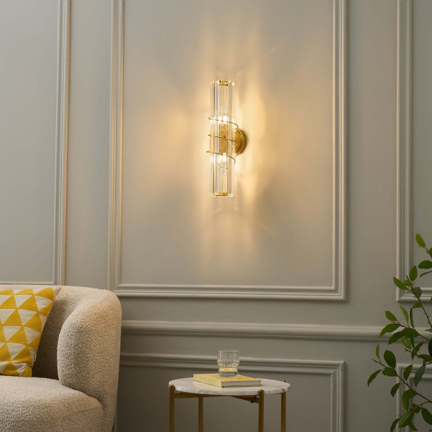 Aplique de pared dorado vidrio estriado de diseño - Daryna