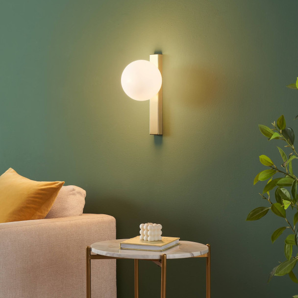 Aplique de pared latón vidrio opal moderno - Noava