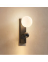 Aplique LED negro doble luz lectura y vidrio blanco - Avelysa