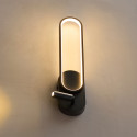 Aplique de pared negro con luz de lectura integrada - Jena