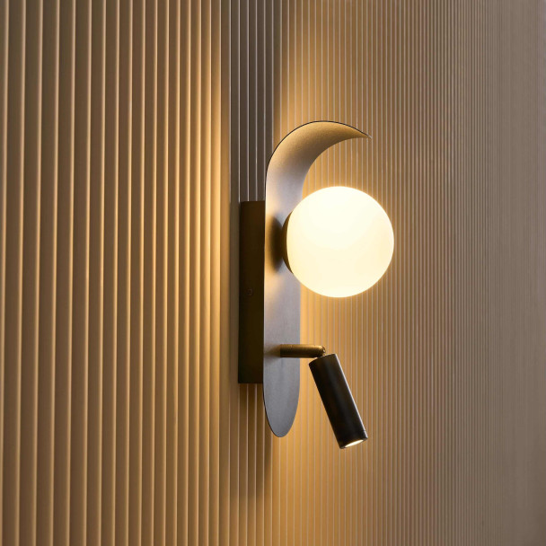 Aplique de pared negro con luz de lectura - Matalia