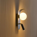 Aplique de pared negro con luz de lectura - Matalia