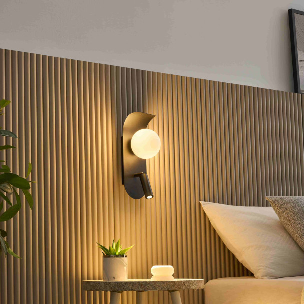 Aplique negro doble iluminación práctico - Matalia