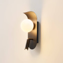 Aplique negro con luz de lectura ideal para hotel - Matalia