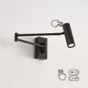 Aplique negro LED con luz de lectura orientable y función táctil - Rimio