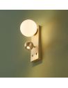 Aplique LED dorado doble luz lectura y vidrio blanco - Avelysa