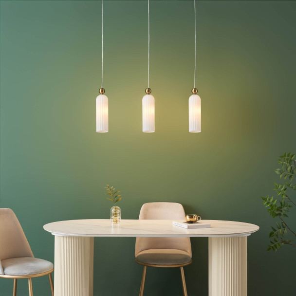 Luminaria colgante opal blanca elegante - Leonora