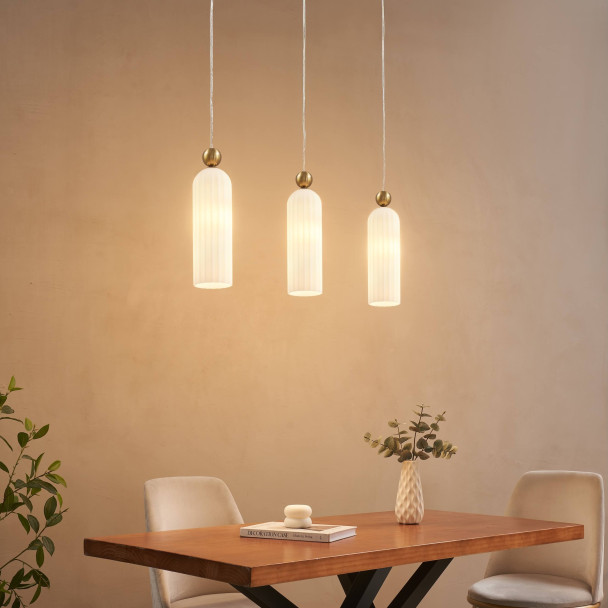 Lámpara colgante opal estriada estilo chic - Leonora