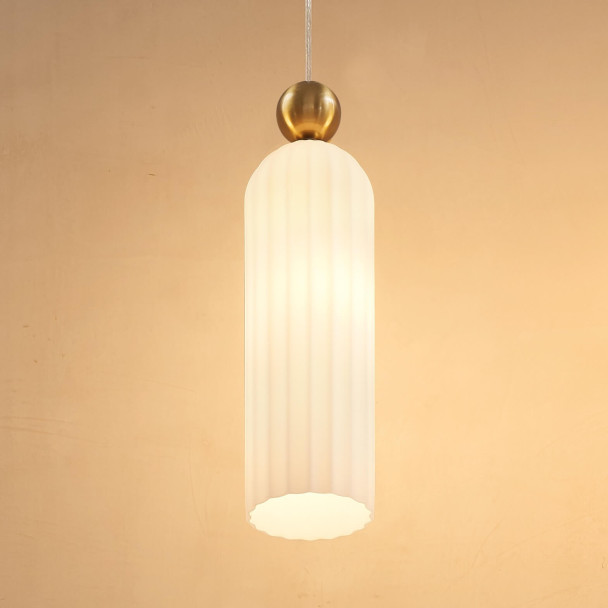 Lámpara colgante blanca y dorada decoración refinada - Leonora