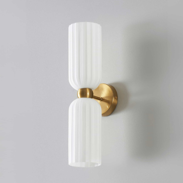 Aplique de pared dorado doble vidrio opal - Leonora