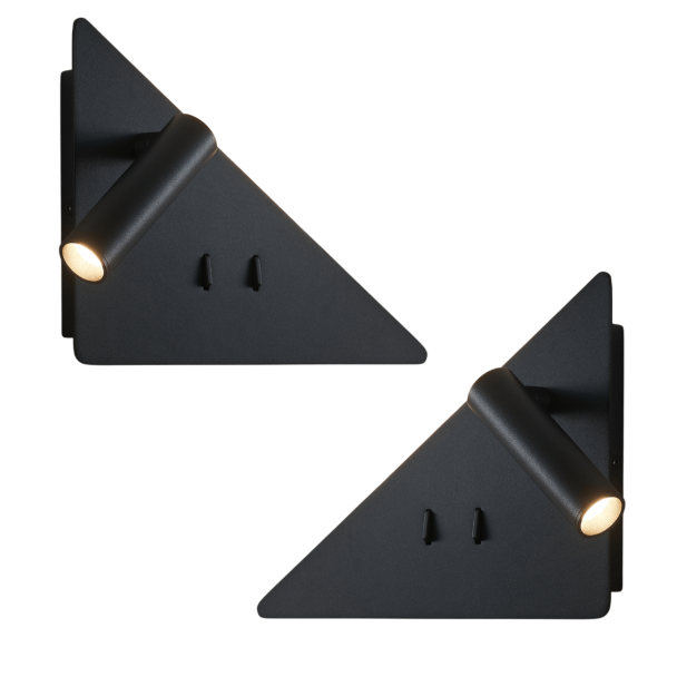 Dos lámparas de pared LED negras | Elaris
