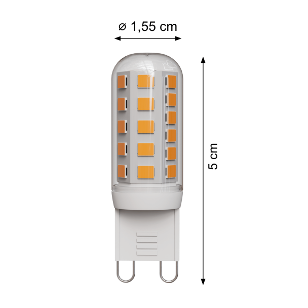 Bombilla LED G9 de 3W regulable - blanco cálido