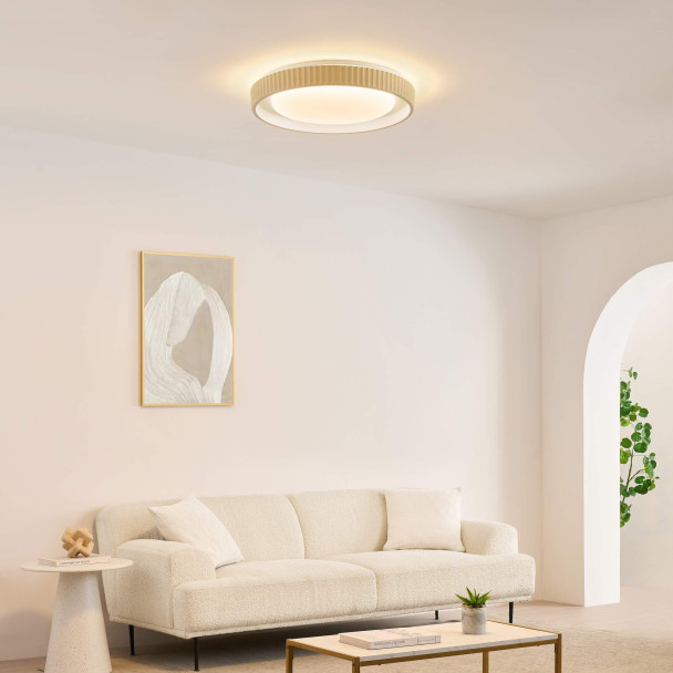 Plafón redondo beige estriado regulable LED de...
