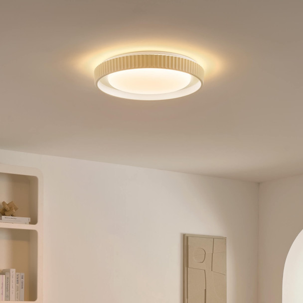 Plafón redondo beige estriado regulable LED de...