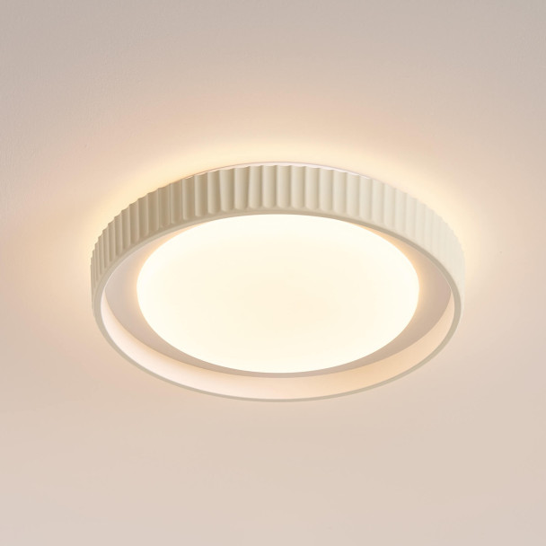 Plafón redondo beige estriado regulable LED de...