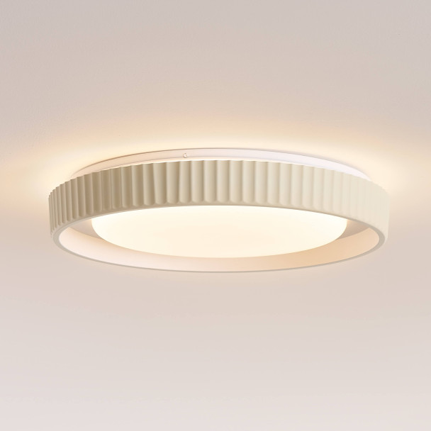 Plafón redondo beige estriado regulable LED de...
