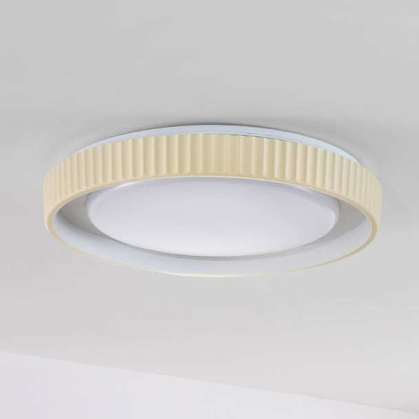 Plafón redondo beige estriado regulable LED de...