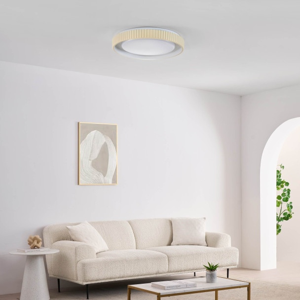 Plafón redondo beige estriado regulable LED de...
