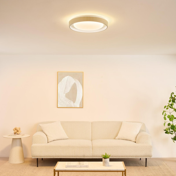 Plafón redondo beige estriado regulable LED de...