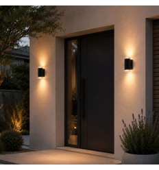 Aplique de exterior negro de diseño con doble haz de luz... 2