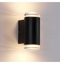 Aplique de exterior negro de diseño con doble haz de luz...