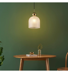 Lámpara colgante moderna con vidrio blanco y esfera...