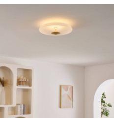 Plafón vintage dorado con vidrio esmerilado de 40 cm LED...