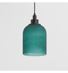 Lámpara contemporánea con pantalla acanalada verde... 2