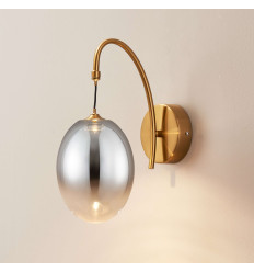 Aplique dorado LED en arco con globo ovalado suspendido -... 2