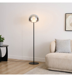Lámpara de pie de vidrio ahumado con LED de 145 cm - Esteban