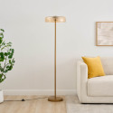 Lámpara de pie moderna dorada con vidrio ámbar LED de 165 cm - Riccardo
