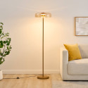 Lámpara de pie moderna dorada con vidrio ámbar LED de 165 cm - Riccardo