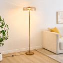 Lámpara de pie moderna dorada con vidrio ámbar LED de 165 cm - Riccardo