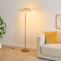 Lámpara de pie moderna dorada con vidrio ámbar LED de 165 cm - Riccardo