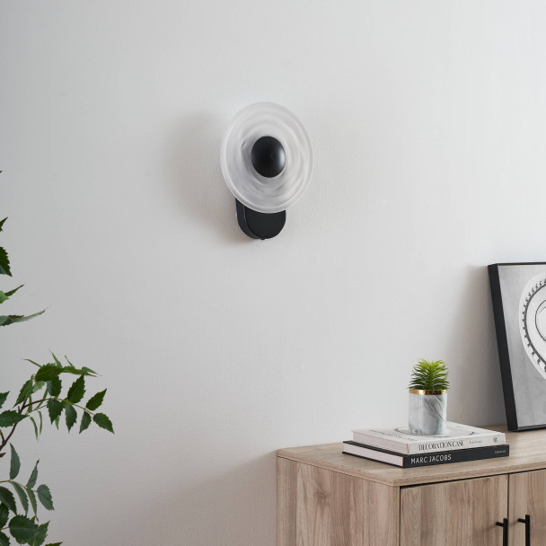 Aplique de pared negro con efecto halo...