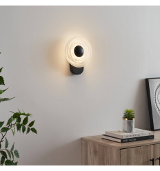 Aplique de pared negro con efecto halo esculpido LED 6W -...