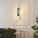 Aplique grande tubular de vidrio azul y metal latón - Napoli