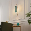 Aplique grande tubular de vidrio azul y metal latón - Napoli