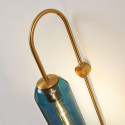 Aplique grande tubular de vidrio azul y metal latón - Napoli