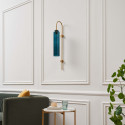 Aplique grande tubular de vidrio azul y metal latón - Napoli