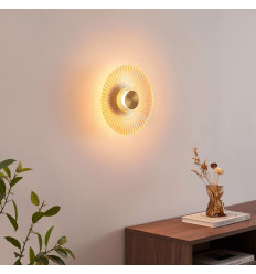 Aplique de diseño dorado con disco plisado LED de 28 cm -...
