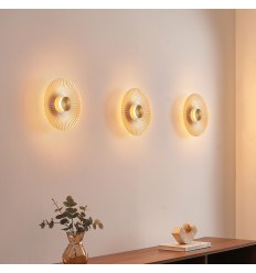 Aplique de diseño dorado con disco plisado LED de 28 cm -... 2