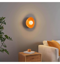 Aplique moderno de cerámica naranja y cristal blanco -...