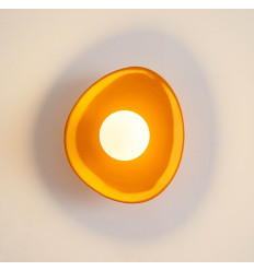 Aplique moderno de cerámica naranja y cristal blanco -... 2