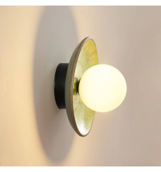 Aplique de cerámica esmaltada verde agua con globo blanco... 2